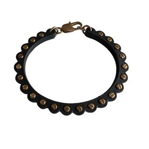 Italgem Leather and Steel Bracelet Unisex Bracelet